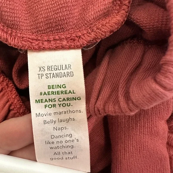 Aerie XS Wide Leg Lounge Pants 100% Cotton Muted Burgundy Soft Cozy Pull-On - Picture 8 of 9